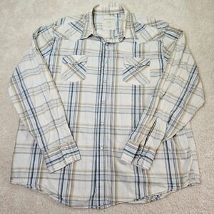Men's Aeropostale XXL Plaid‎ Western Shirt Long Sleeve Pearl Snap Front Casual